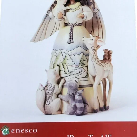 Jim Shore Christmas Angel Peace to All Woodland Animals Deer Fox Racoon Bunny - Picture 14 of 16